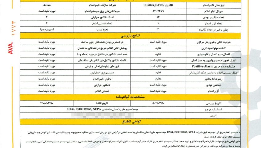 اخذ تاییدیه آتش‌نشانی